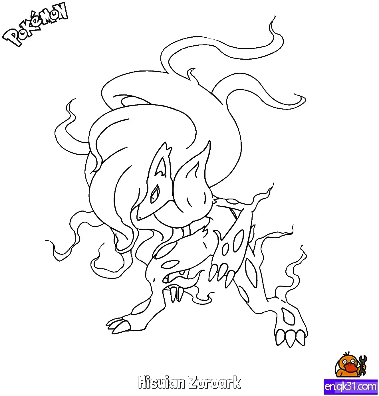 索罗亚克 洗翠的样子简笔画 - 免费可打印宝可梦简笔画简笔画涂色画 – 为儿童和成人提供的免费可打印简笔画涂色画